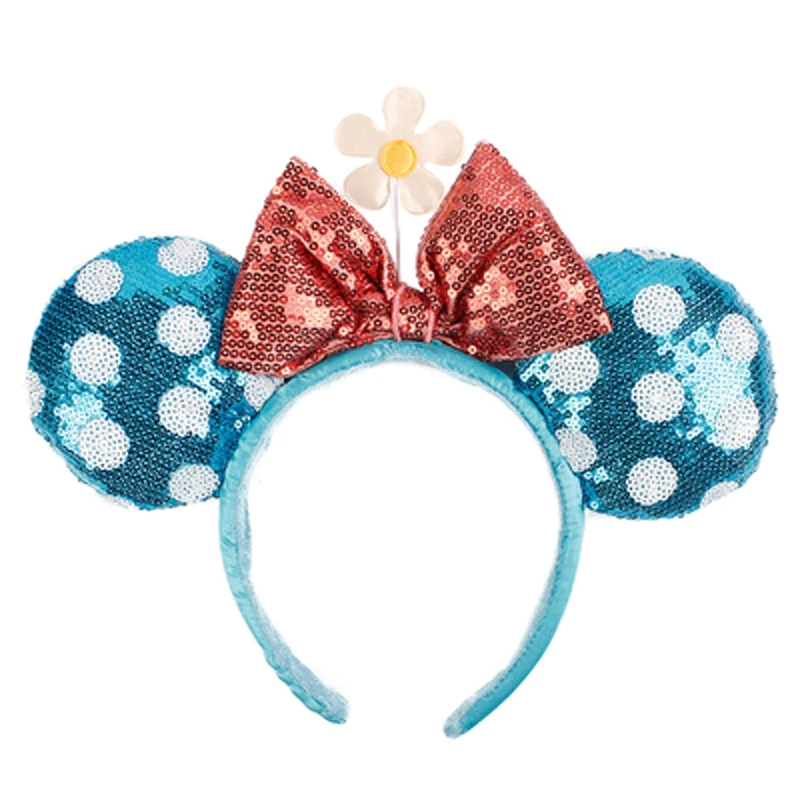 Diadema de orejas de Mickey Mouse de Disney para adultos y niños, diadema de felpa con lazo grande, punto de onda, disfraz de Cosplay, regalo