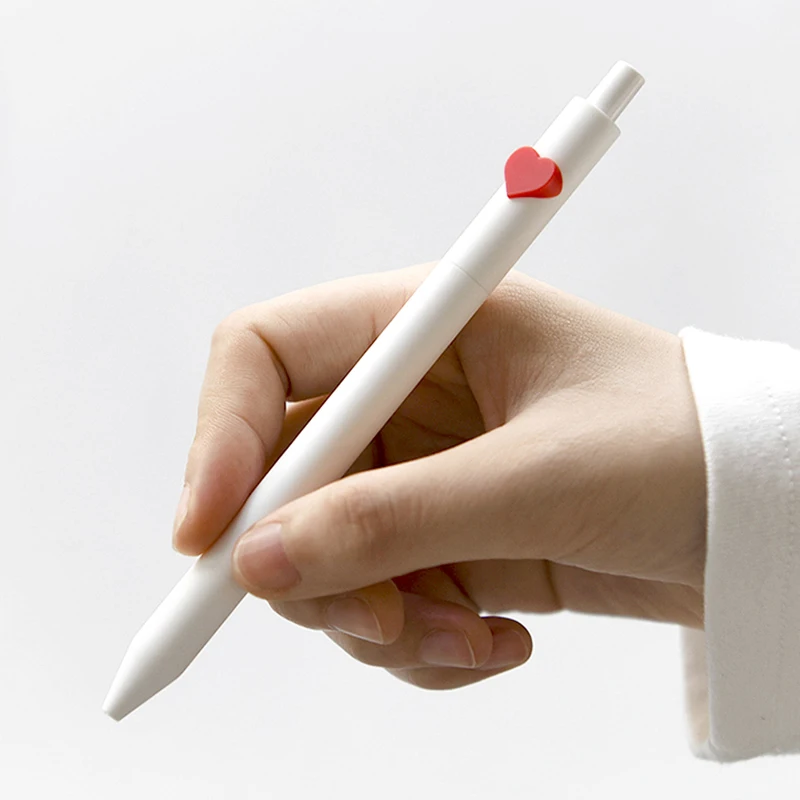 

KACOGREEN LOVE Gel Pen Kaco Gel Pen 0.5mm Pen Black Ink Ballpoint pen Core Durable Signing Pen ABS Plastic White Stationery Pens