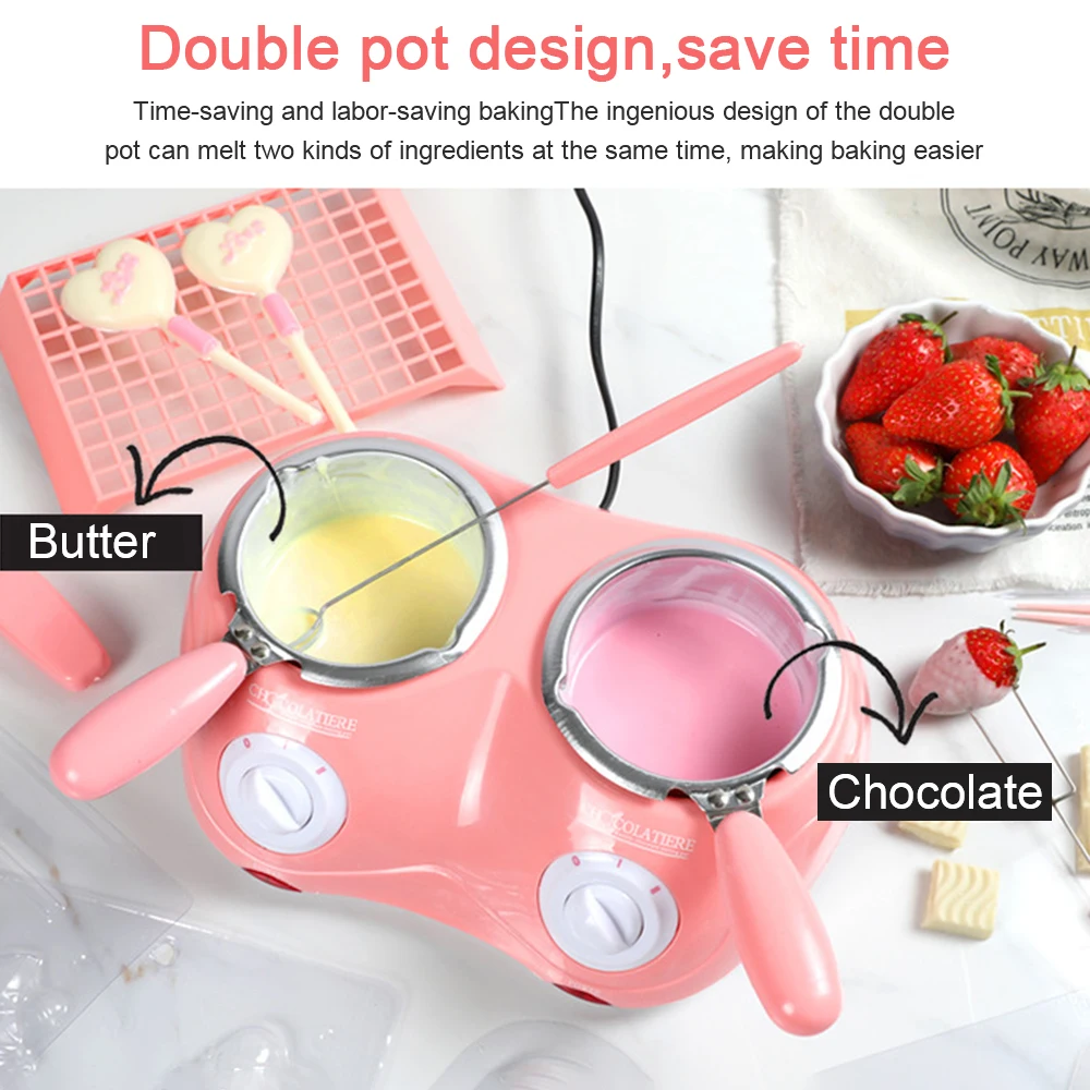 With Mold Electric Chocolate Melting Pot DIY Scented Candle Soap Butter Long Handle Heating Candy Wax