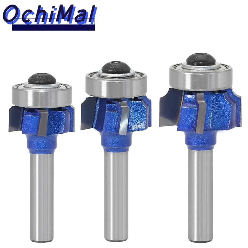 

1 or 3Pcs/Set 8mm Shank Woodworking Milling Cutter R1mm R2mm R3mm Trimming Knife Edge Trimmer 4 Teeth Wood Router Bit Blue