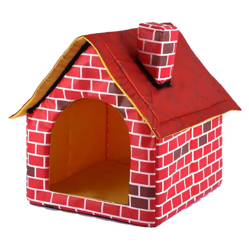 Warm Indoor Soft Dog Kennel with Chimney Pet Large House Simulation Brick Doggy 517E