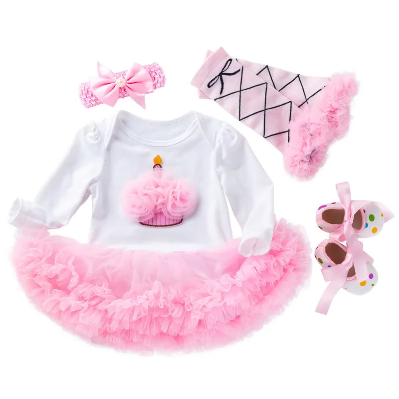 Newborn Cartoon Clothes Baby Girls Clothing Set My First Birthday Baby Clothes Set Ruffle Tutu Dress New Born Baby Clothing