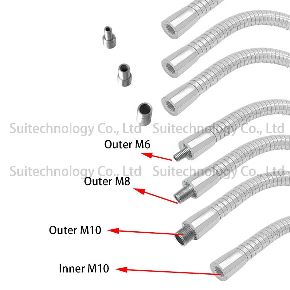 Dia16mm Metal Universal Hose Positioning Gooseneck Serpentine Tube M10 M8 M6 Screw Flexible Holder LED Clamp Table Lamp Pendant