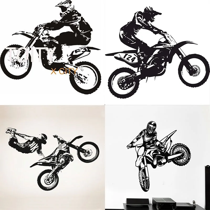 MOTOCROSS MOTORBIKE COOL SPORT Creative Vinyl Wall Decal Art Home Decor Sticker Living Room Door Window Stencil Mural