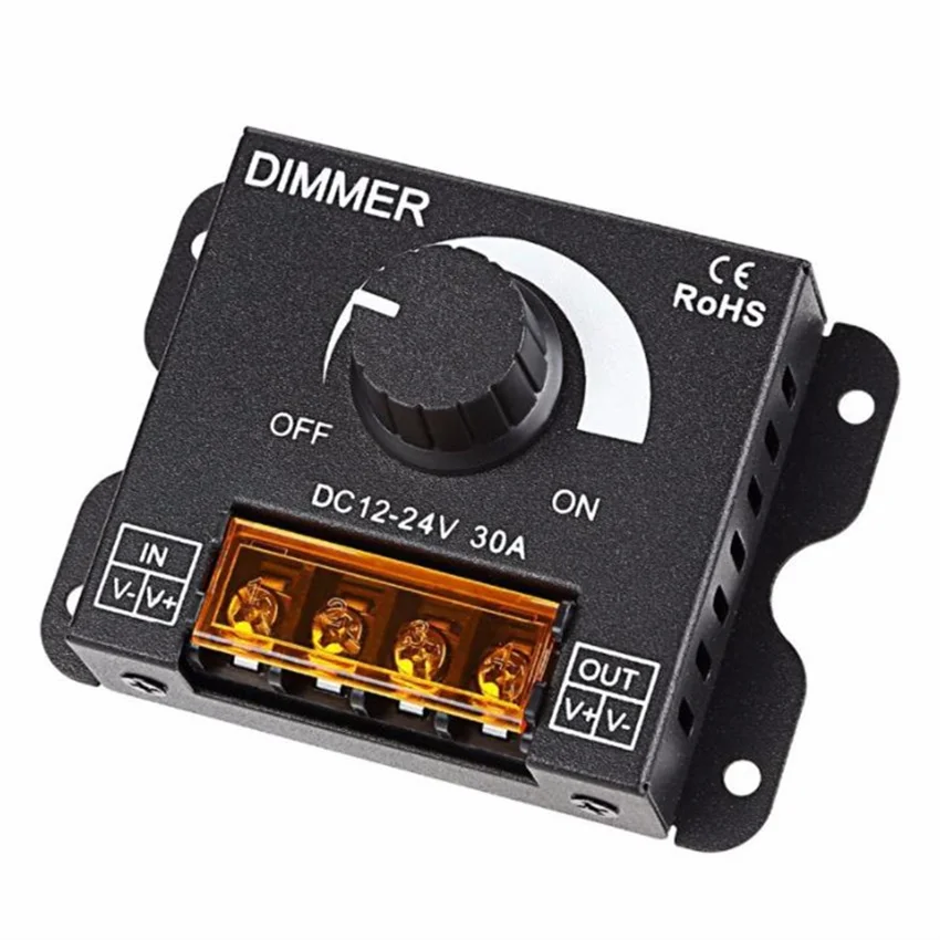 

Free Shipping DC12~24V Manual dimmer high power iron shell 30A dimming led single color dimmer