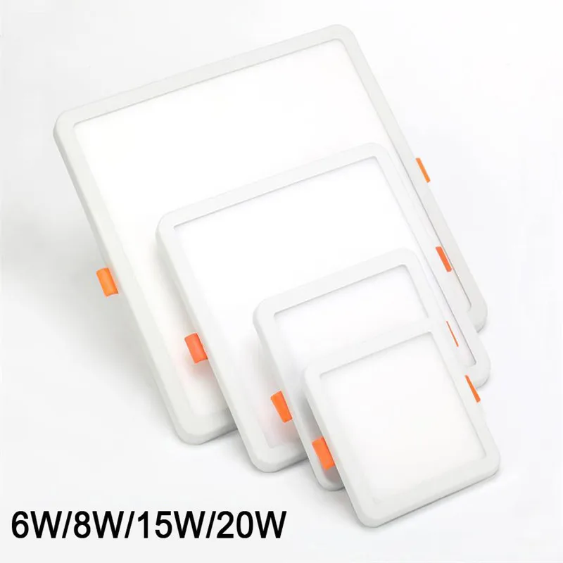 Ultra Dunne 6W 8W 15W 20W Led Plafond Inb Raster Downlight/Slank Ronde/Vierkante panel Licht Met Gratis Opening Gat