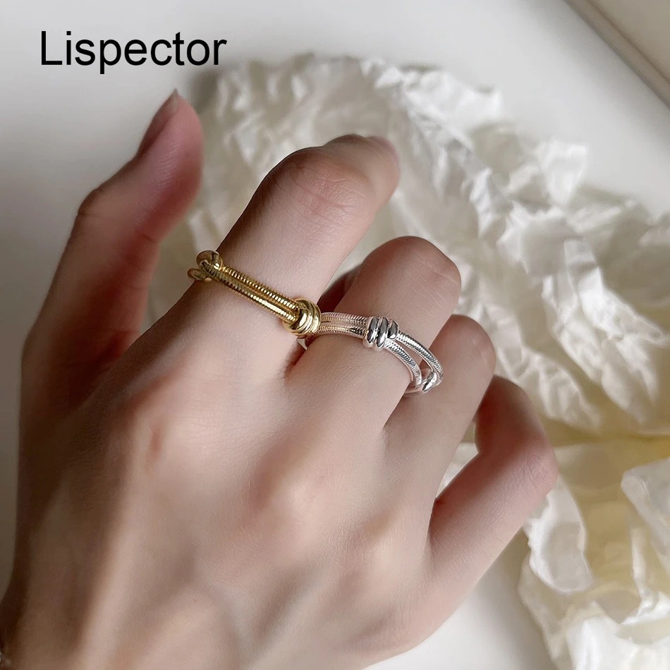 

Lispector 925 Sterling Silver Korean Knotted Rings for Women Minimalist Chic Matching Ring Female Jewelry Couple Gifts