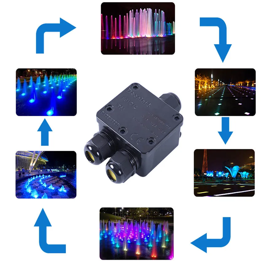 

IP68 3 Way Waterproof Junction Box 4-15mm Electrical Cable Wire Connectors 24A 450V Y-type External Electrical Junction Box ﻿