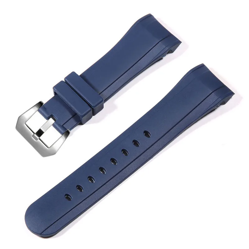 Luxury Blue Black 24mm Silicone watchband For Graham strap Racing Bent Watch band Rubber Bracelet with stainless steel buckle