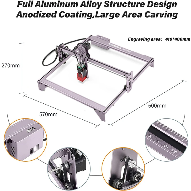 Easy Assembly  A5 Pro 40w CNC Router Graphic Design Printer lazer Engraver Cutter Wood Metal Laser Engraving Machines