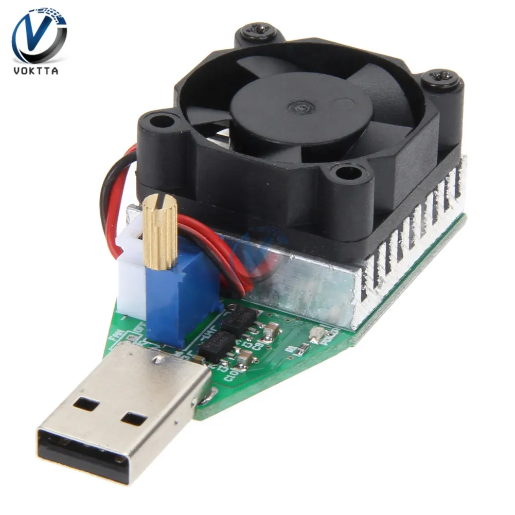 DC 3V-21V 15W Electronic Test Load Resistor USB Interface Battery Discharge Capacity Tester with Fan Adjustable Current Module