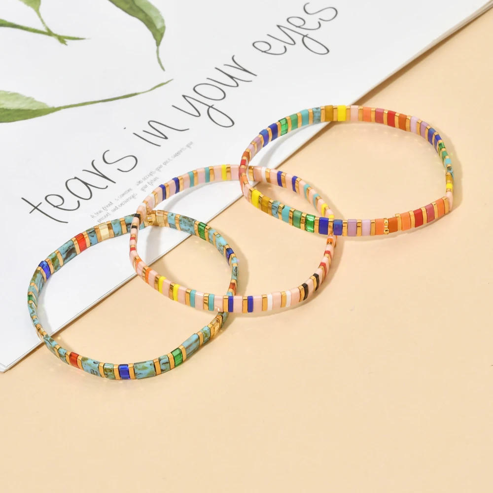 ZMZY 1PCS Sell Random Mixed Color Boho Tila Beads Miyuki Bracelet For Women Pulseiras Femme Friendship Gift Jewellery