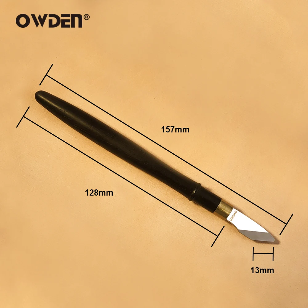 OWDEN Leather Carving Knife DIY Hobby Artwork Ebony Handle Sharp Cutter Handwork Tool for Leather Craft