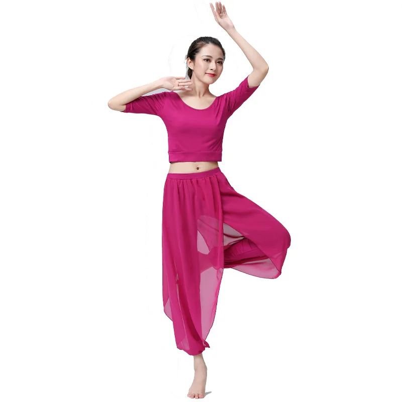 New Adults Women Dance Pants For Yoga Ballet Harem Pants Chinese Folk Dance Classical Dance Pants Chiffon Ballroom Practice Wear