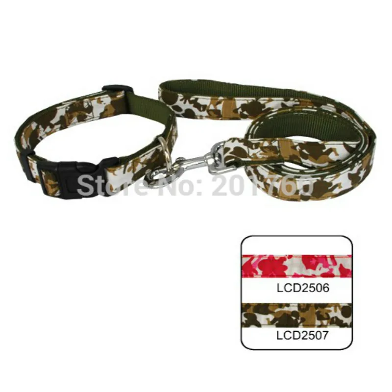 Nylon Big Pet Dog Collar and Leash Set, Battle Fatigues, 2 Colors, 2.5cm, 2Pcs per Lot