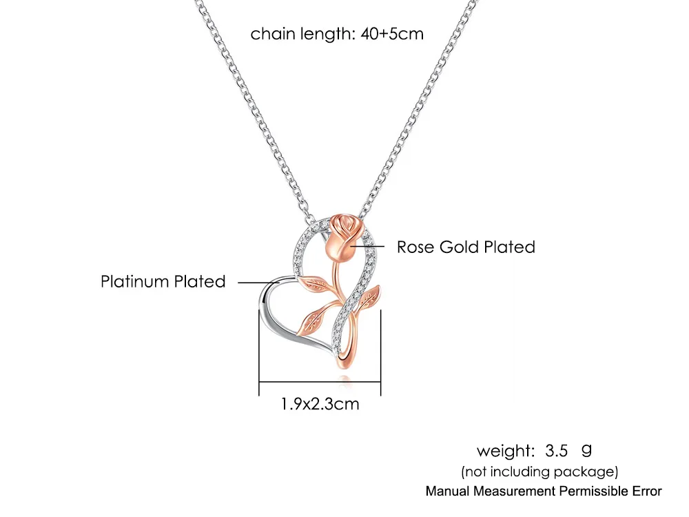 Exquisite romantische Rosen-Anhänger-Halsketten für Damen, eleganter Schmuck für Bankette, Accessoires für Hochzeit und Valentinstag. – Detail 9