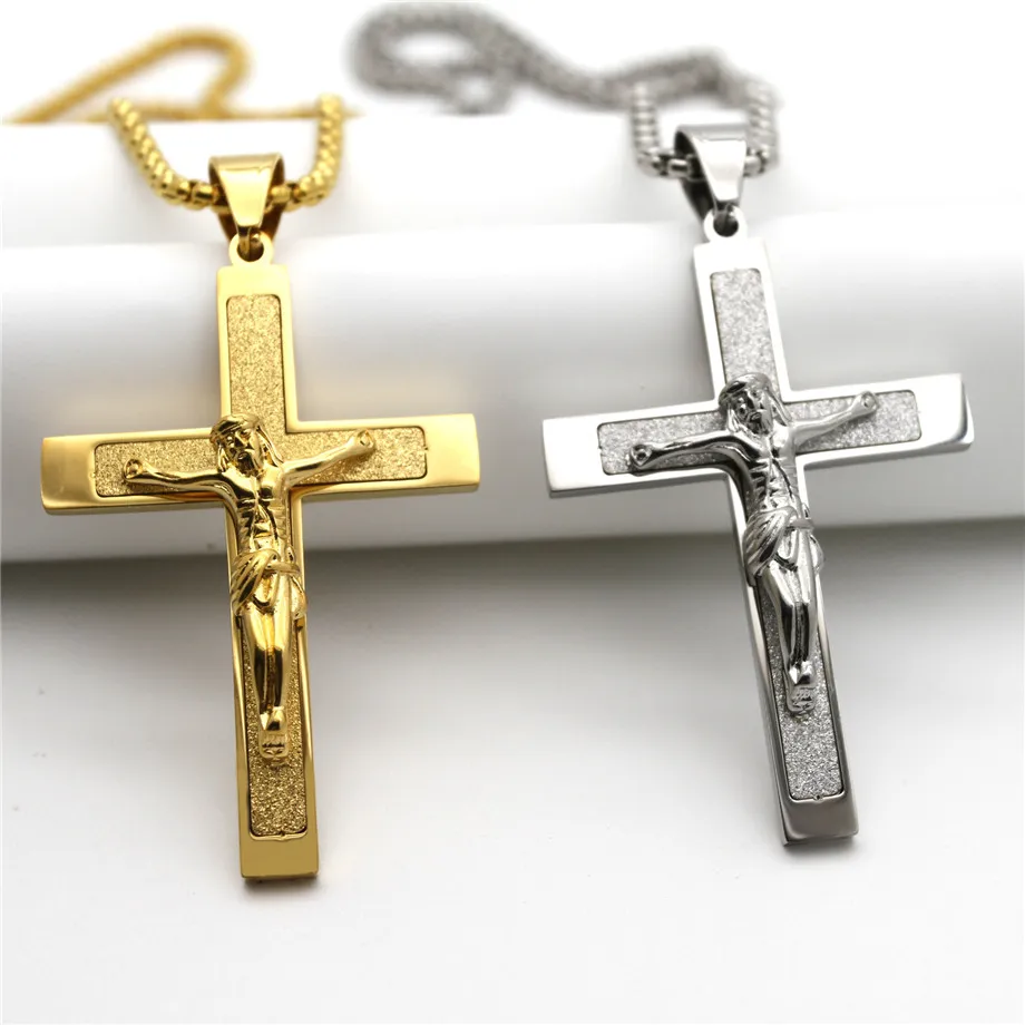 Orthodox Cross Pendant Necklaces for Men Stainless Steel Catholic Jesus Crucifix Necklace Gold Silver Color Chains Male Jewelry