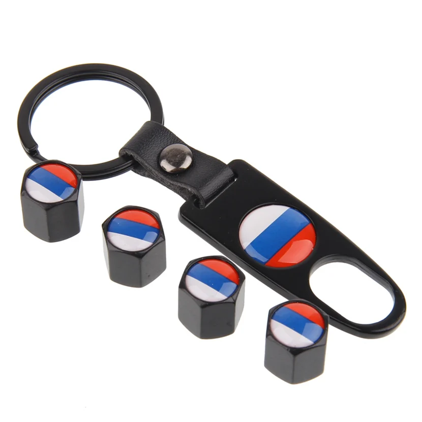 Car Tire Wheel Valve Caps Keyring Keychain Russian flag Tyre Valve Dust Caps For Mazda Toyota Lexus Mercedes Bmw Audi Skoda VW