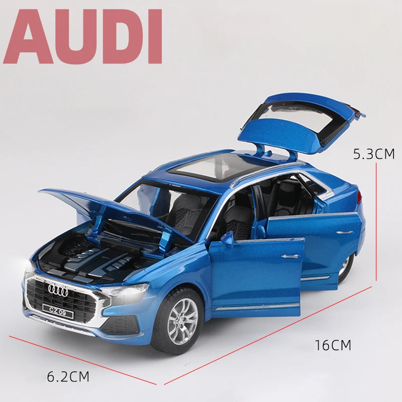 Alta Simulação Audi Q8 SUV Car Model para crianças, som e luz, puxar para trás, brinquedo de liga, presentes para crianças, 1:32