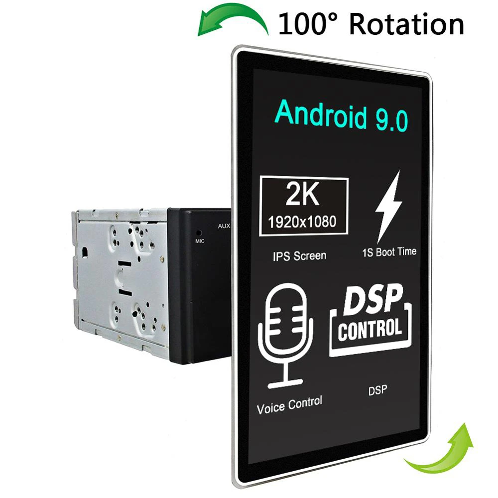 

Автомобильный DVD-плеер 2 Din, 12,8 "IPS экран, Android 9,0, GPS, радио, стерео, голосовое управление