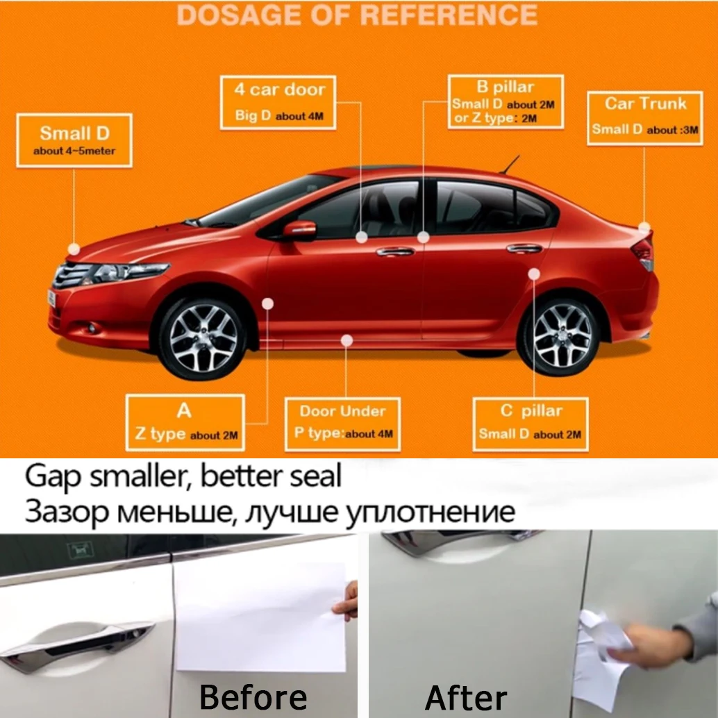 Borracha carro porta selo tiras, Auto Gap selagem adesivos, protetor, isolamento acústico, Weatherstrip, acessórios interiores