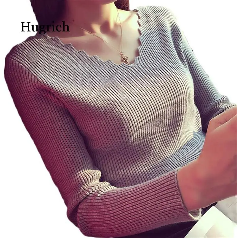 Fashion Autumn Women Long-Sleeve Knitted Sweater Female Jumper Pullover Solid Basic Elasticity Women Clothing Pull Femme