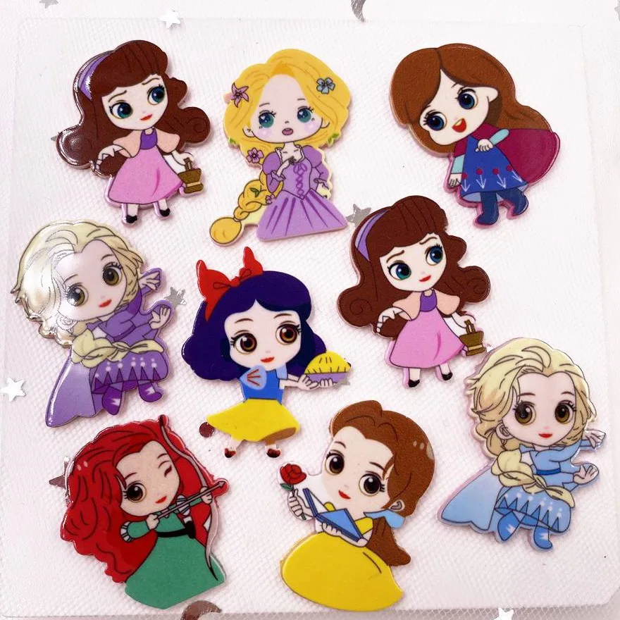 20Pcs צבעוני יפה גדול ילדה Flatback אקריליק גיליון מיניאטורות דפוס אפליקצית DIY Scrapbook בית תפאורה קרפט OJ201