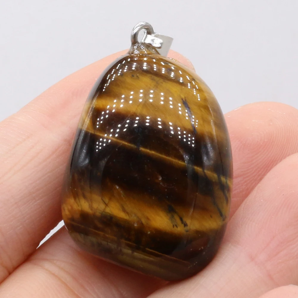 Natural Gem Tiger Eye Stone Pendant Handmade Crafts DIY Charm Necklace Jewelry Accessories Exquisite Gift Making for Woman