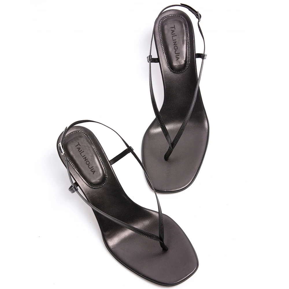 Heeled Strappy Barely There Sandals Women 2021 Heels White Summer Dress Shoes Ladies High Heel Flip Flops Black Female Footwear