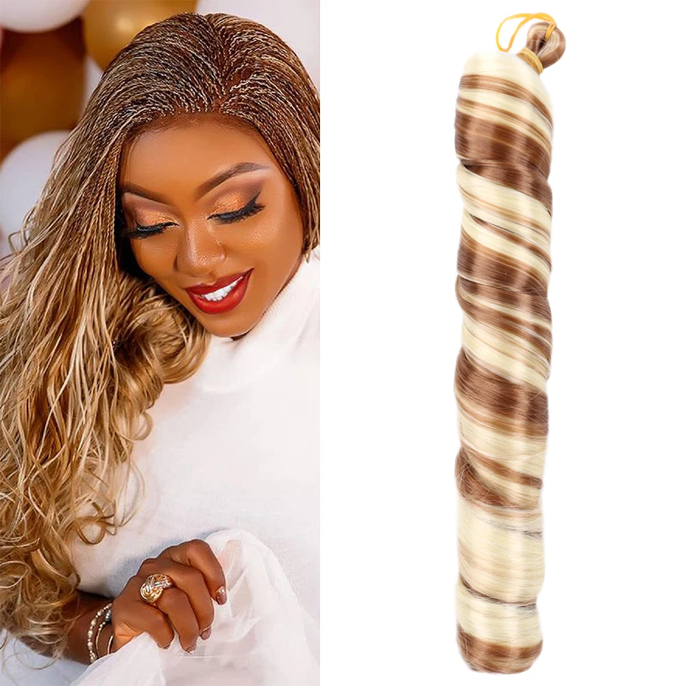 

Loose Wave Crochet Hair Spiral Curl 22 Inch Bouncy Silk Synthetic Braiding Hair French Curls Bulk Hair Extensions Ombre Blonde