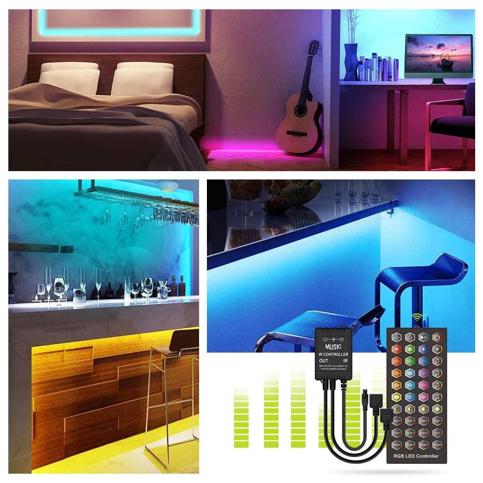 Nieuwe Led Controller 40 Toetsen Muziek Geluid Sensor Controller Led Verlichting Controller Ir Remote Dimmer DC12V Voor Rgb 3528 5050 led Strip