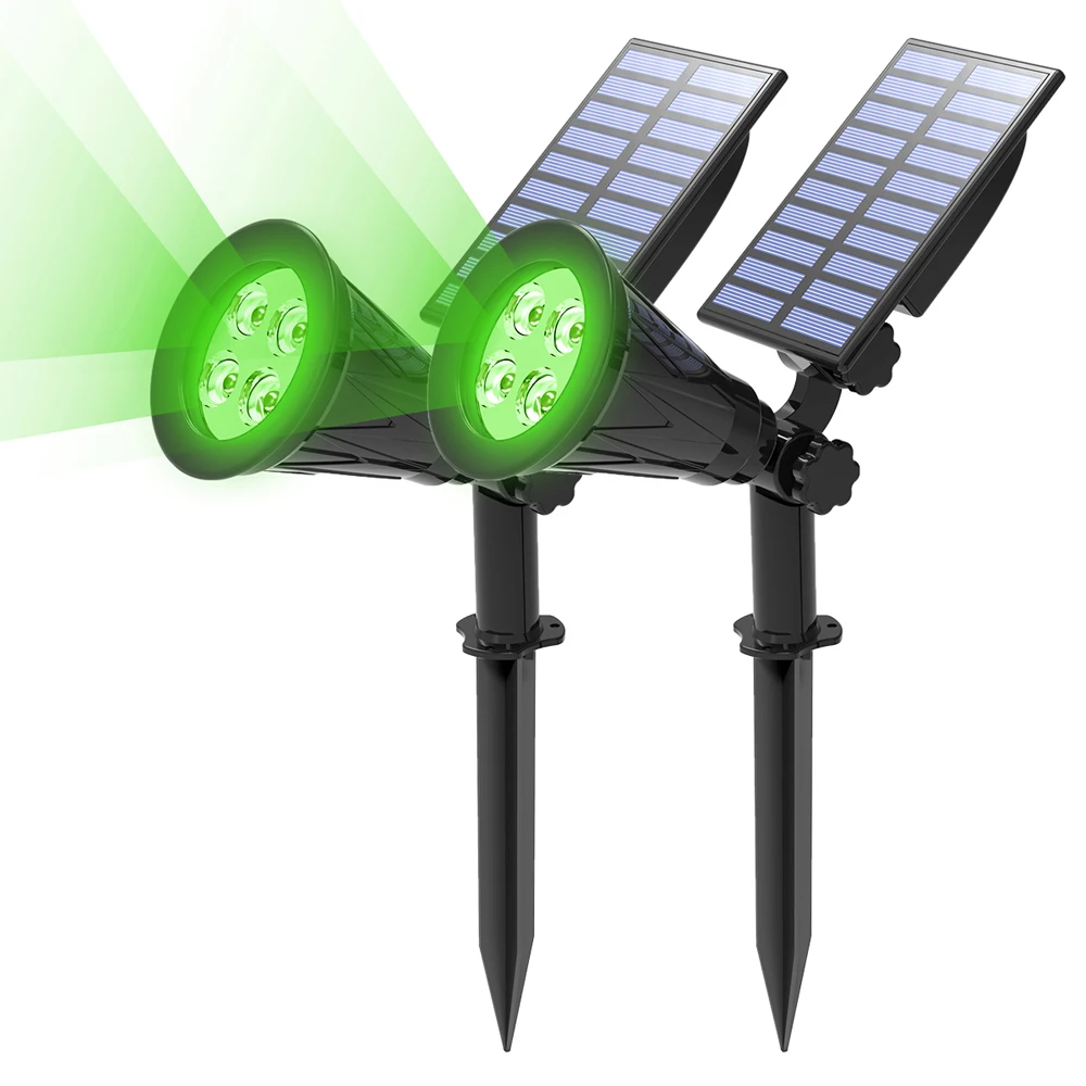 T-SUN 1/2 Packs Groene Led Zonne-verlichting Solar Spotlight Waterdichte Solar Wandlamp Solar Tuin Licht Solar Lamp Outdoot