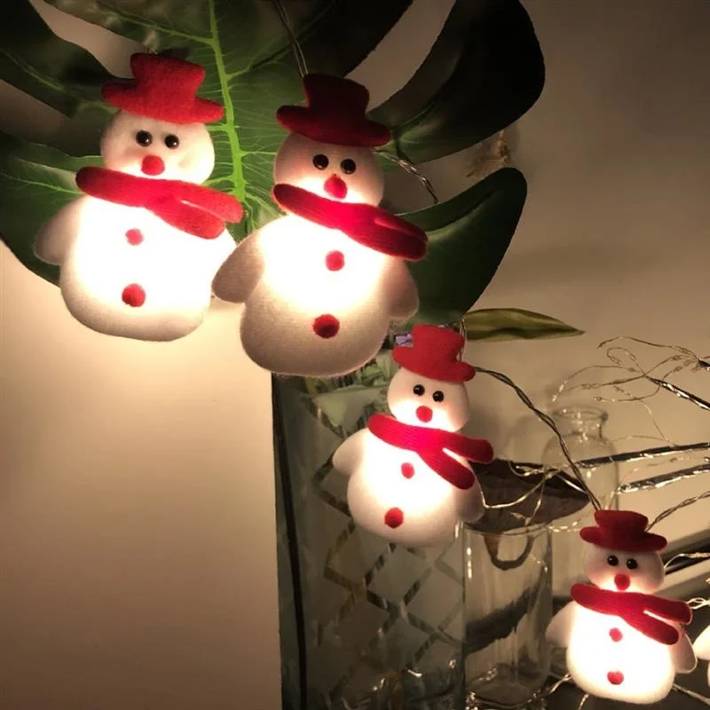 10 20 LEDs Christmas Snowman LED String Lights Battery Operated Fairy Lights Tree Lamp For Xmas Home Garden Bedroom Party Decor