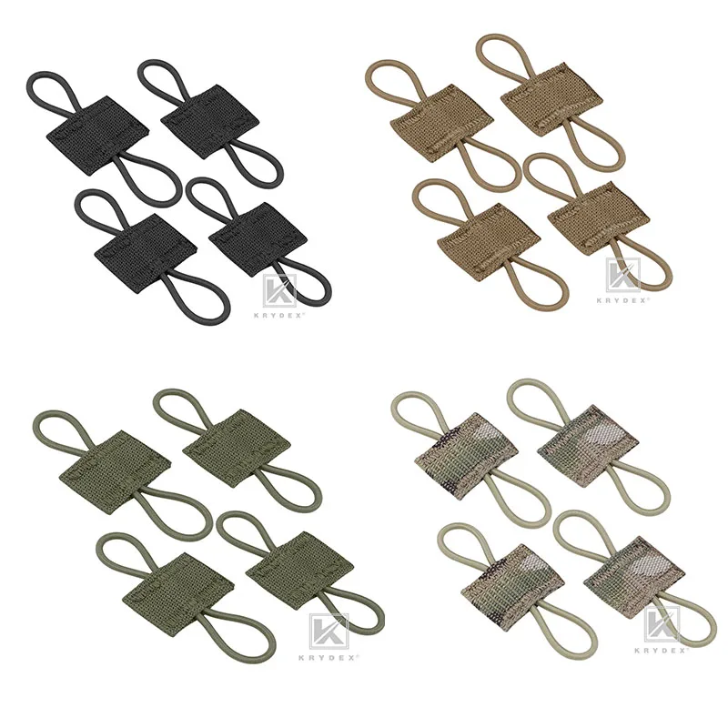 KRYDEX MOLLE Elastic Conversion Buckle PTT Retainer Antenna Communication Cable Hydration Tube Route Loop Storage Organizer 4PCS