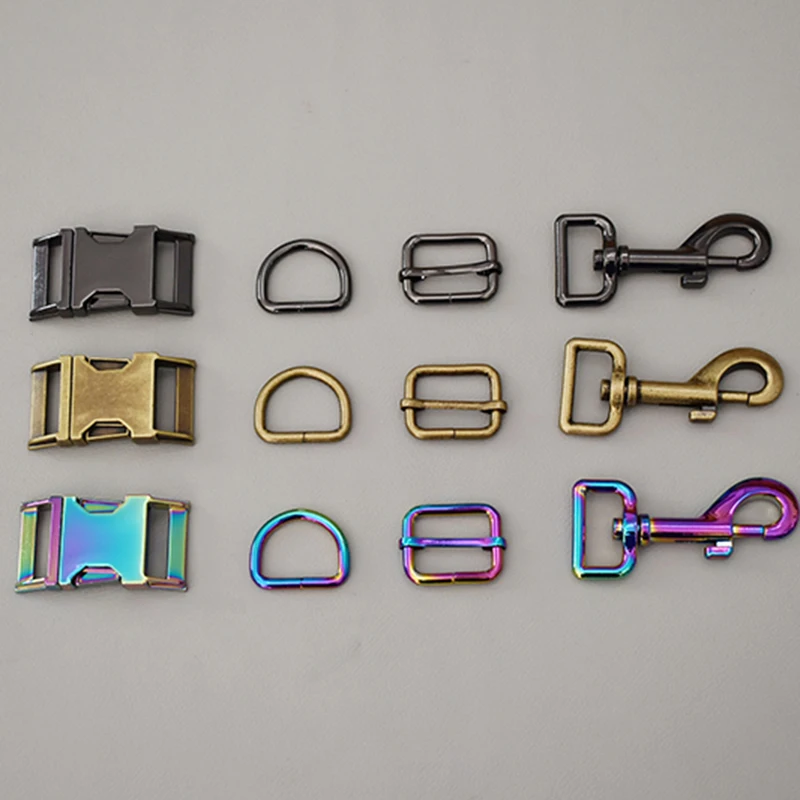 20 sets of 25mm adjust buckle manufacturer Zinc Alloy high quality plated metal diy pet collar leash set parts 7 Colour