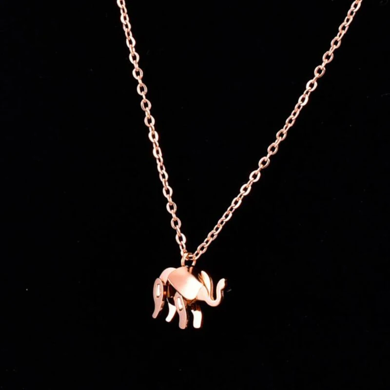 2021 New Elephant Pendant Necklace Rose Gold Color Fashion Titanium Steel Woman Jewelry Christmas Gift Never Fade Drop Shipping