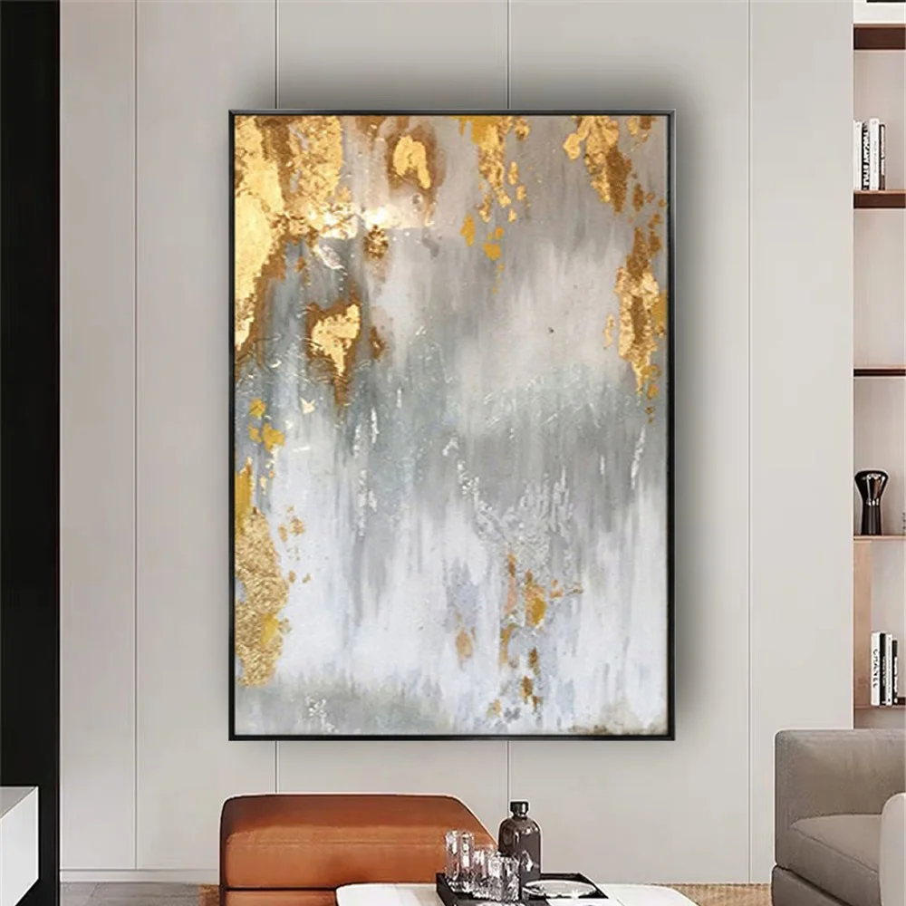 

Hand-Painted Oil Painting Nordic Home Decor And Wall Paintings Nostalgic Retro Gold Flowers Canvas Paintings Brilliant Wall Art