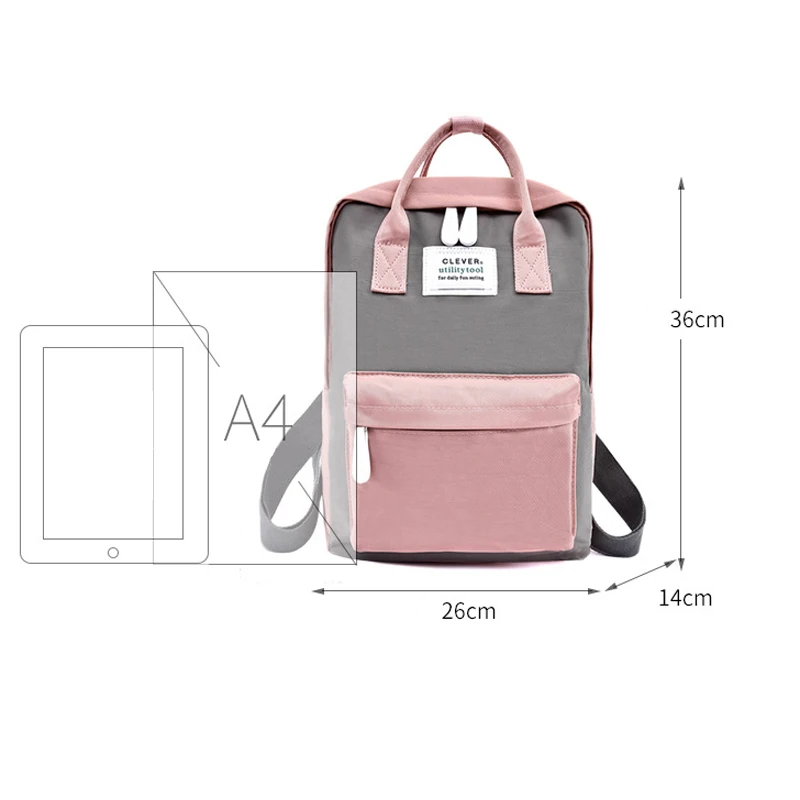 Candy Color Waterproof School Bags for Teenagers Girls Canvas Women Backpacks Big Cute Laptop Backpack Patchwork Kawaii Back Bag