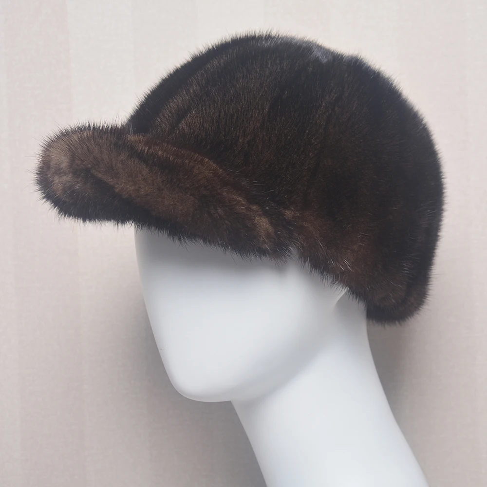 Hot Hale Men Real Mink Fur Straw Hats Men Winter Hats Mink Fur Hats Street Trendy Hip-hop Hat Caps Brimless Cap Beanies For Men