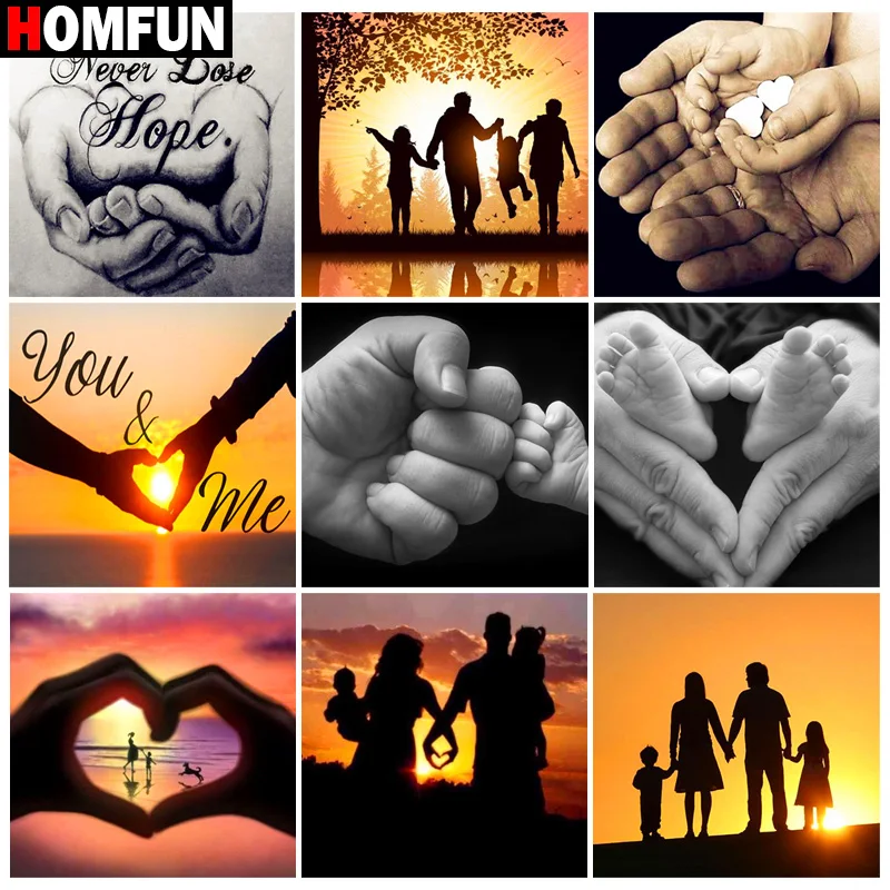 HOMFUN Diy 5d Diamond Painting “Family hands love