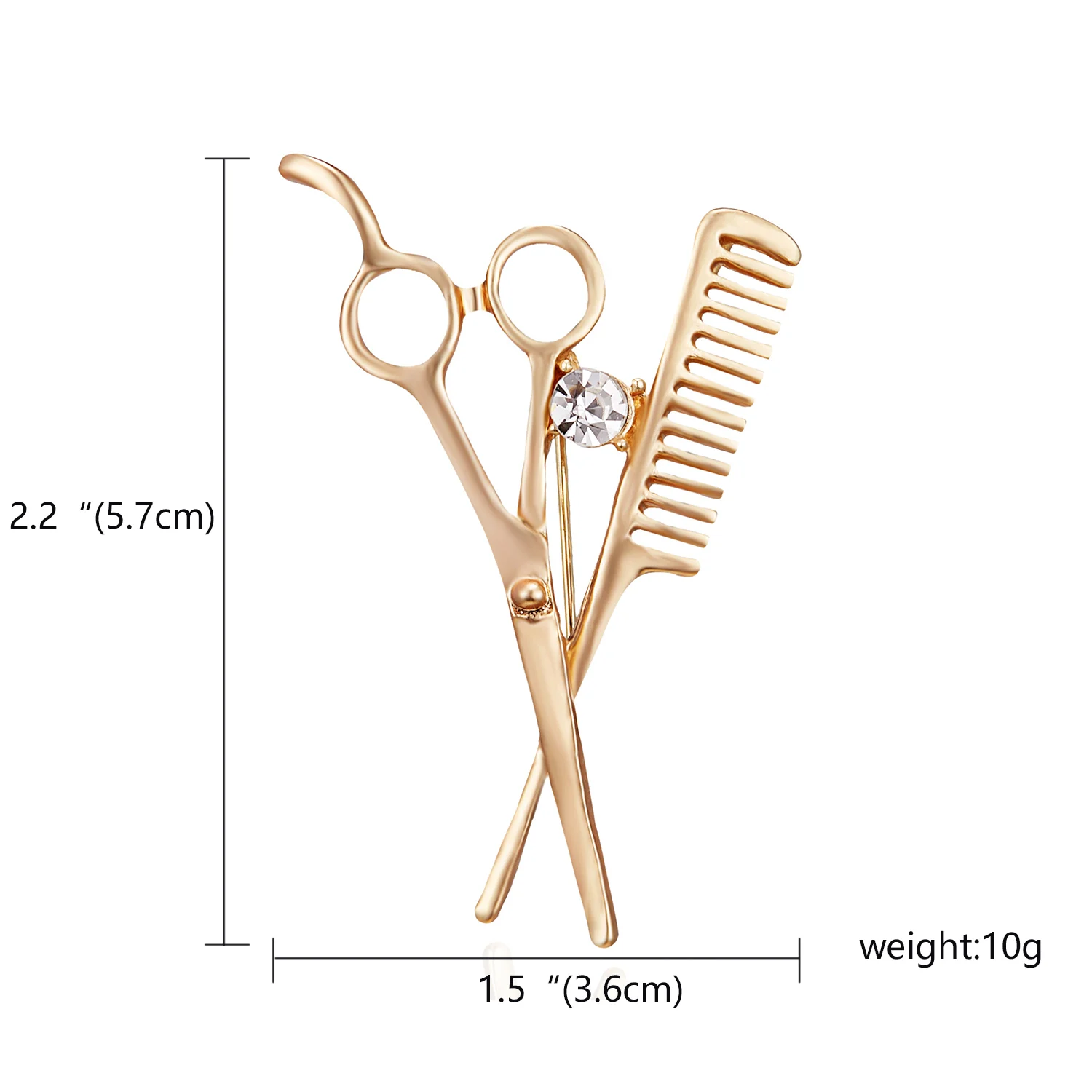 Rinhoo Gold Color Comb Scissors Corsage Brooch Pins Lapel Suit Shirt Clothes Metal Crystal Pin Badge For Women Men Jewelry Gifts