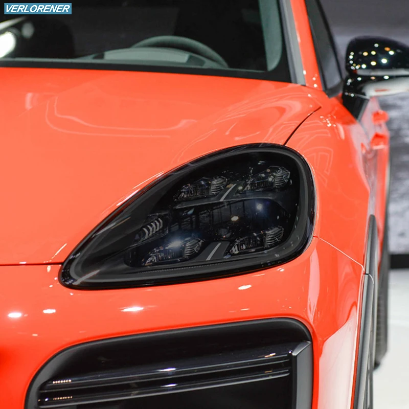 

2 шт. Защитная пленка для автомобильных фар дымчатый черный Оттенок Виниловая прозрачная наклейка из ТПУ для Porsche Cayenne 2018 2019 2020 2021