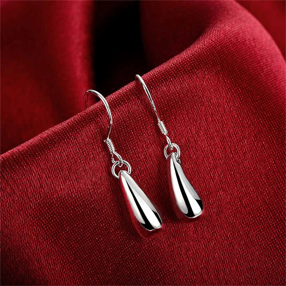DOTEFFIL 925 Sterling Silver Water Droplets/Raindrops Drop Earrings For Woman Wedding Engagement Fashion Party Charm Jewelry