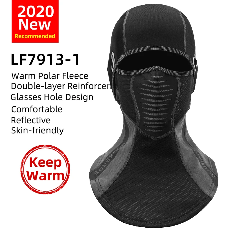 ROCKBROS Winter Thermal Fleece Ski Mask Full Face Cover Windproof Snowboard Hood Scarfs Outdoor Sport Cycling Headgear Balaclava