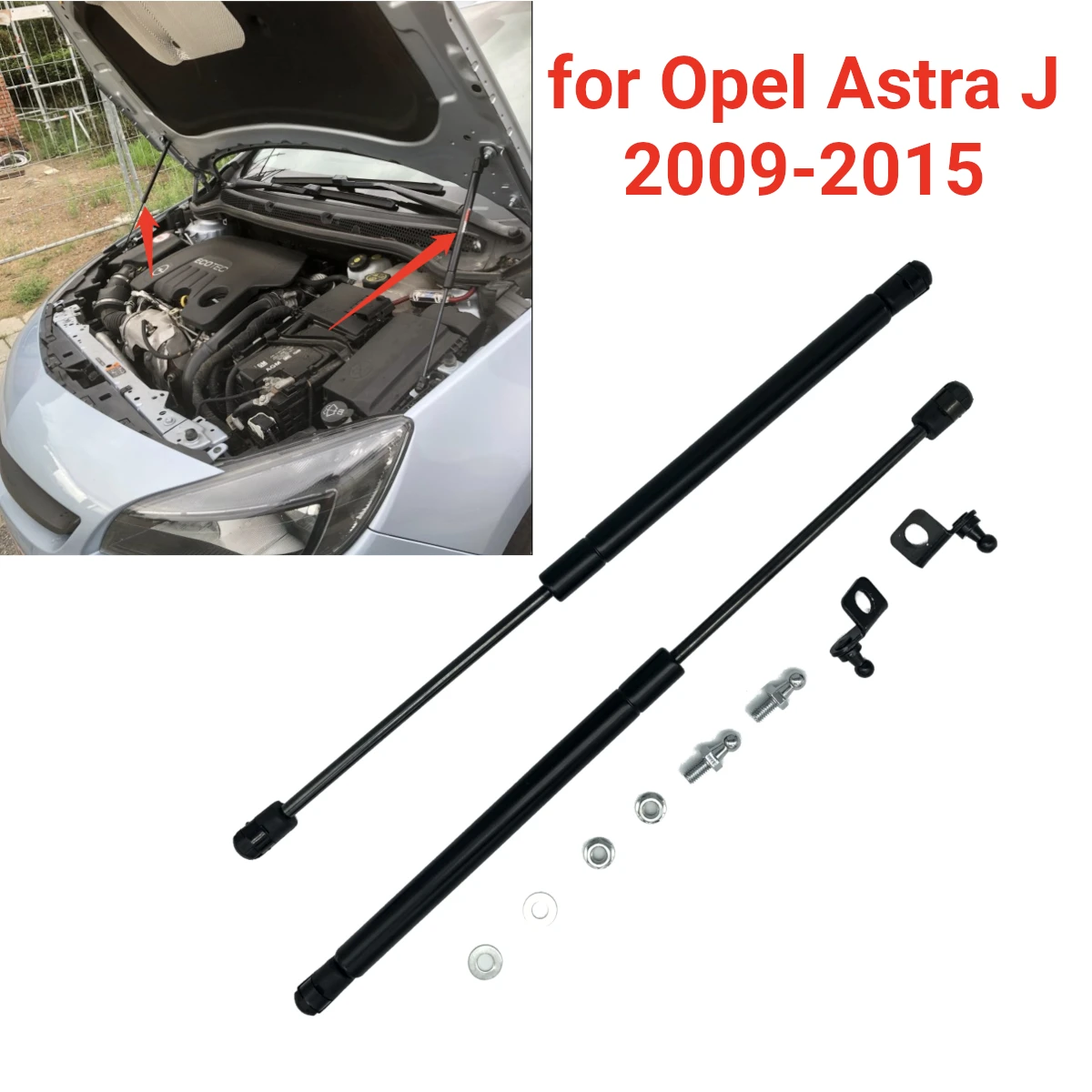 2 Stücke Auto Vorne Motorhaube Haube Gasdruckfedern Lift Stützstangenstangen für Opel Astra J für Vauxhall Astra 6 2009-2015 – Detail 6