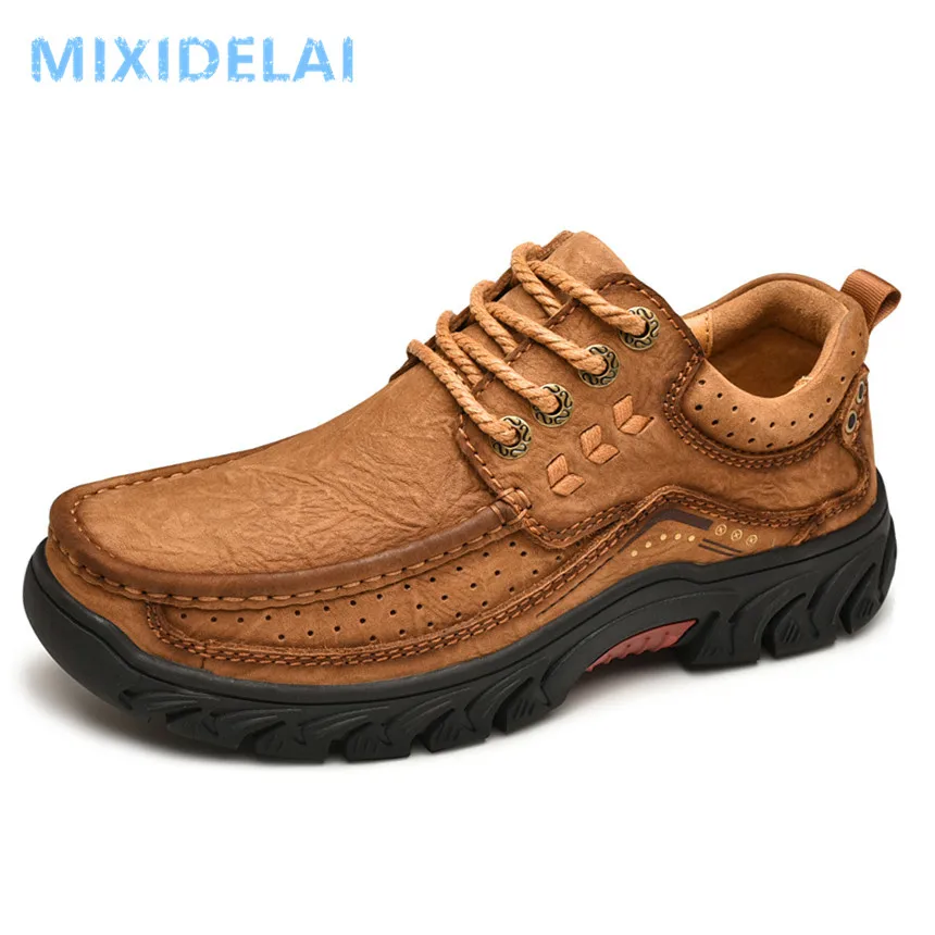 2024 New High Quality Men\'s Shoes 100% Genuine Leather Casual Shoes Waterproof Work Shoes Cow Leather Loafers Plus Size 38-46