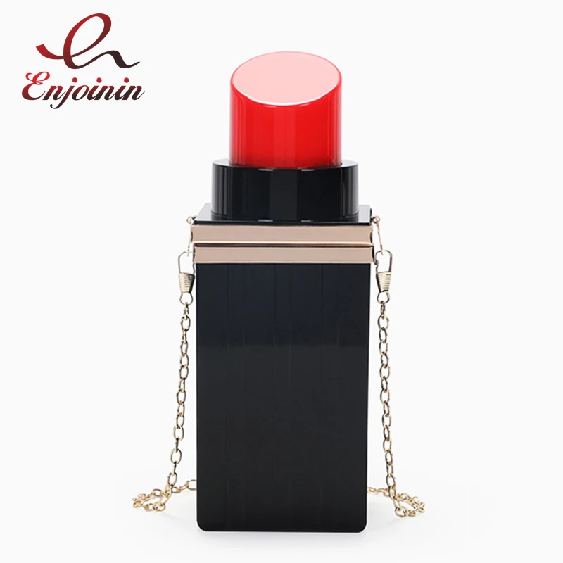 Lipstick Shape Acrylic Design Wedding Evening Clutch Bag Fashion Women Chain Crossbody Bag Lady Shoulder Bag 2021 Party Pouch