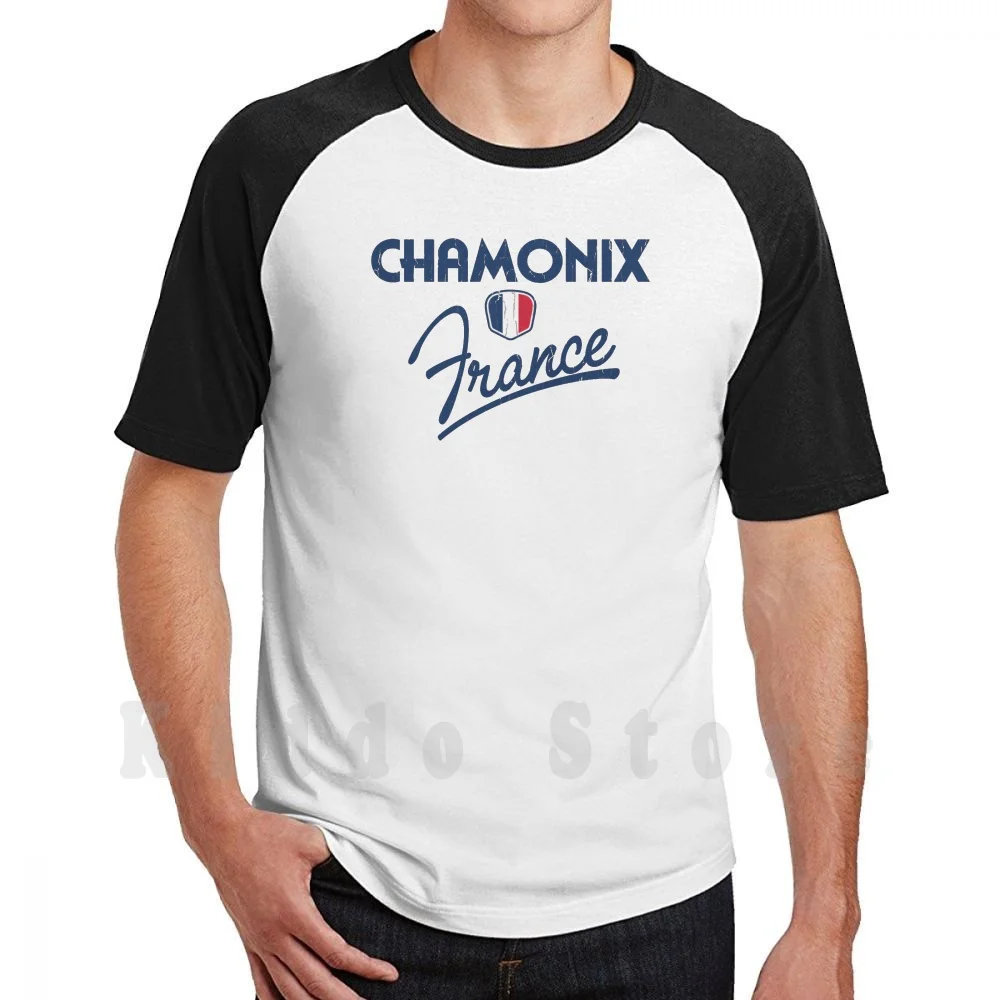 Chamonix France T Shirt Cotton Men DIY Print Cool Tee Chamonix Paris France France French Flag Vintage Distressed Souvenir