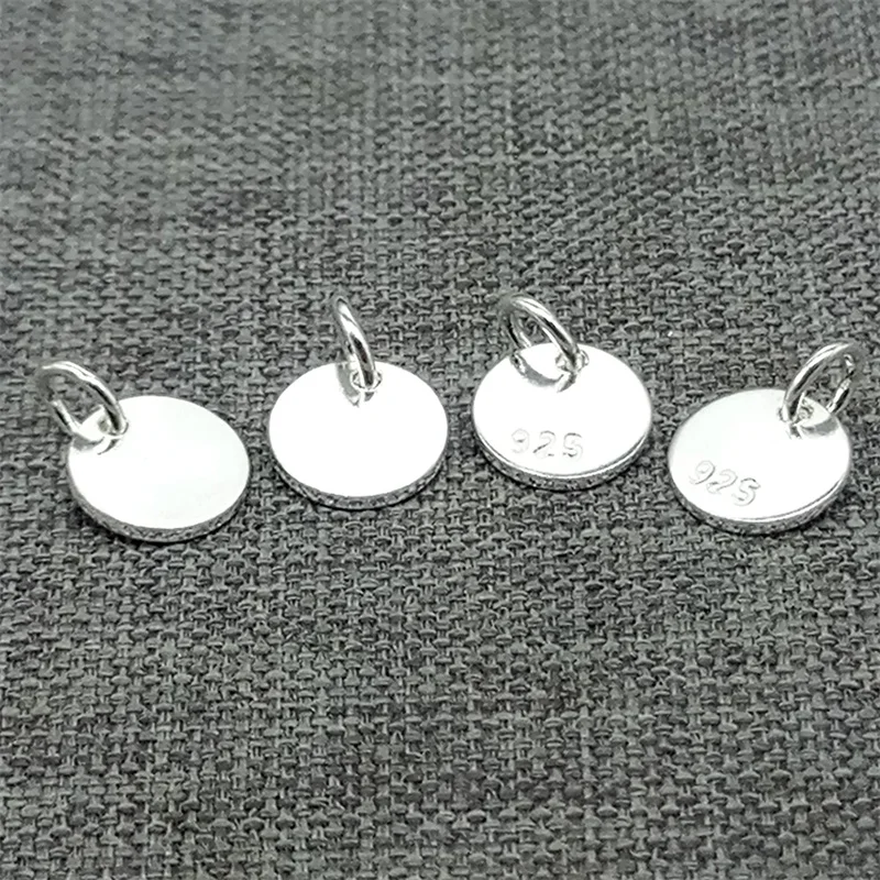 15 Pieces of 925 Sterling Silver Small Round Tag Charms with Jump Ring