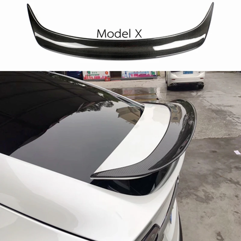 Model X Carbon Fiber Gloss Black Rear Wing Lip Spoiler for Tesla Model X 2016 2017 2018 2019